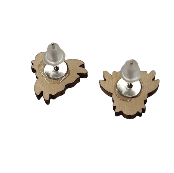NWT Cow Red Headband Wood Stud Earrings - Picture 2 of 2